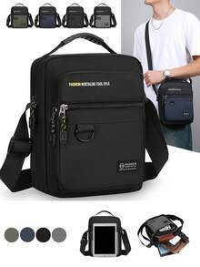 1 Stück Herren Handtasche mit Reißverschluss, neuer modischer Stil Umhängetasche kleine quadratische Tasche, kann an der Schulter, als Umhängetasche oder in der Hand getragen werden, mit verstellbarem Schultergurt, praktischer Reißverschluss, wasserfest und strapazierfähig, ausreichende Kapazität, für den täglichen Gebrauch geeignet, Valentinstag Geschenk - Verschiedenfarbig - Übersicht 3