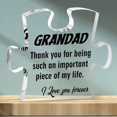 1 pieza. Regalo del nieto al abuelo, placa acrílica con forma de rompecabezas, regalo del cumpleaños del nieto al abuelo, regalo del Día del Padre al abuelo, regalo de la nieta al abuelo