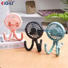 EIGIIS 1 Stück USB aufladbarer Oktopus Ventilator mit flexiblem Stativ, tragbarer, handgehaltener elektrischer Ventilator in Blau, Pink und Schwarz, abnehmbarer 3-stufiger Akku-Ventilator, bessere Kühlung für Auto-Sitz-Reise, perfektes Geschenk für Freunde