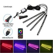 Wisciton Strisce di luci a LED per interni dell'auto, ambiente luci ambientali da 36, 48 o 72 LED, RGB, decorative, con connettore USB e sigaretta, luci per l'ambiente interno dell'auto