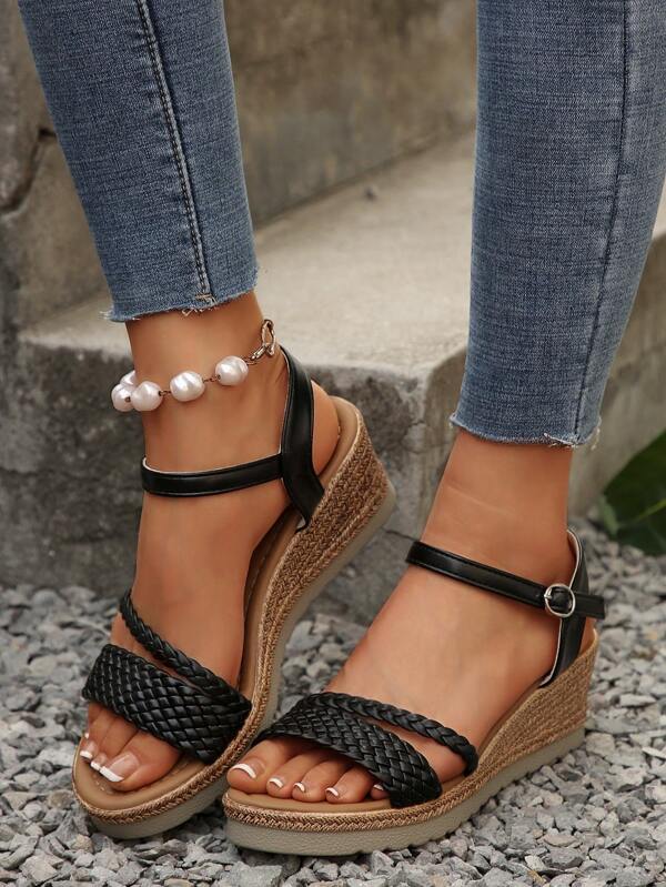 Plus Size Women's Woven Platform Waterproof Comfortable Sandals