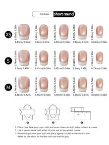 10片/套 手工法式美甲贴纸，半透明粉色猫眼短款按压式美甲贴片，适合快速美甲，按压式美甲贴片，美甲用品，手工按压式美甲贴片 - 彩色 - 查看 8