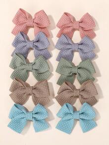 bilicaca 10Pcs/Set New Cute Ribbon Bowknot Hair Clips For Kids Handmade Baby Girls Hair Accessories - Multicolor - View 7