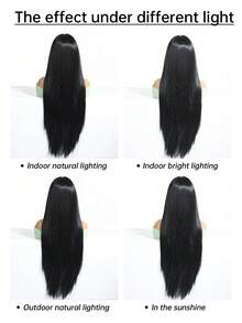 24 英寸黑色长直发合成假发带刘海自然黑色耐热纤维头发全机器制作角色扮演派对假发适合时尚女性日常校服使用