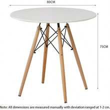 Homcasa Dining Table And Chairs Set Modern Compact Round Kitchen Table 2 Retro Lorenzo Chairs With Solid Wood Legs For Home Office Lounge White - White - View 6