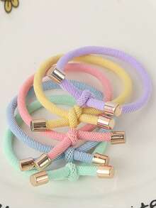 10pcs Knotted Textured Multi-Purpose Elastic Hair Ties, Durable & High Stretchy For Ponytail, Versatile Accessory Ponytail Holders Hair Elastics Hair Rubber Bands Scrunchies Hair Rope - Multicolor - View 5