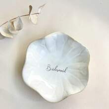 1/5pcs Customizable Ceramic Flower Plaque, Personalized Laser Engraved, Multi-Functional Desktop Decor, Suitable For Bridesmaid Gift, Engagement, Wedding Celebration, Graduation, Birthday, Holiday And Party Favor, Valentine's Day Gift, Jewelry Tray