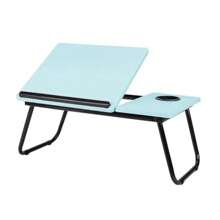 Laptop Table For Bed, Five-Position Adjustable Tabletop Section Laptop Table For Bed With Foldable Legs Cup Holder, Laptop Stand For Bed, Laptop Bed Table, Portable Lap Table, Tray Table Over Bed For Laptop And Writing Dining, Black