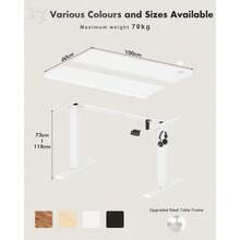 Electric Standing Desk 100x60cm Sit Stand Table Height Adjustable Desk With Backpack Hook And Memory Smart Pannel, Home OfficeTable With Splice Board, White - White - View 2