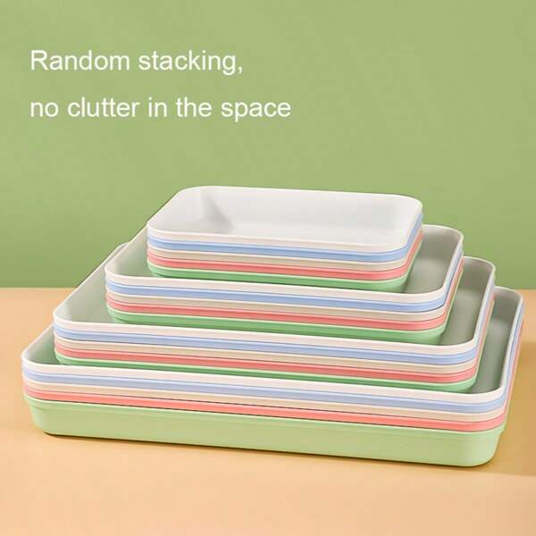 1pc Extra Large Multi-Color Serving Tray, Rectangular Plastic Tea Tray, Outdoor Picnic Plate Tray, Dessert Plate, Barbecue Plate, Suitable For Home, Living Room, Cafe, Restaurant, Weddings And Parties