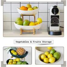 Coupe à fruits multicouche en bambou et bois, plateau de service moderne et créatif pour desserts et collations, décoration élégante pour le comptoir de cuisine à la maison