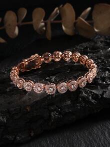 rakol 1 chiếc vòng tay tennis Cubic Zirconia sáng bóng màu bạc, thiết kế mỏng phù hợp cho phụ nữ đeo hàng ngày - Vòng đeo tay - Xem 8