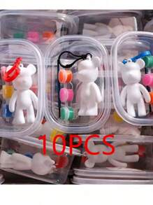 1/3/5 Cartoon Resin Bear Keychains, DIY Fluid Bears, Children's Handmade Drawing, Suitable For: Valentine's Day Gifts, Party Decorations, Party Gifts (Random Style And Color), Mother's Day Graduation Ceremony,Back To School,School Supplies