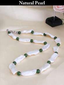 1pc Fashion Natural Pearl Necklace, White Pearl Necklace Elegant Design, Suitable For Daily Wear And Gifts - White - View 8