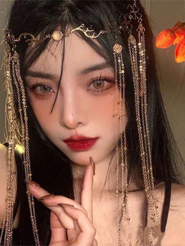 1 szt. Retro frędzle Hanfu Akcesoria do włosów, Vintage Retro Styl Ozdoby do włosów Łańcuch Biżuteria na głowę Biżuteria Biżuteria do włosów Łańcuch na głowę Łańcuch winorośli do włosów, Biżuteria do włosów, Ślub
