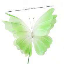 Large Silk Butterfly Artificial Handmade Flower, Wedding Decor Prop For Outdoor Photography (Flower Head Only, No Base Or Stem) - Green - View 3