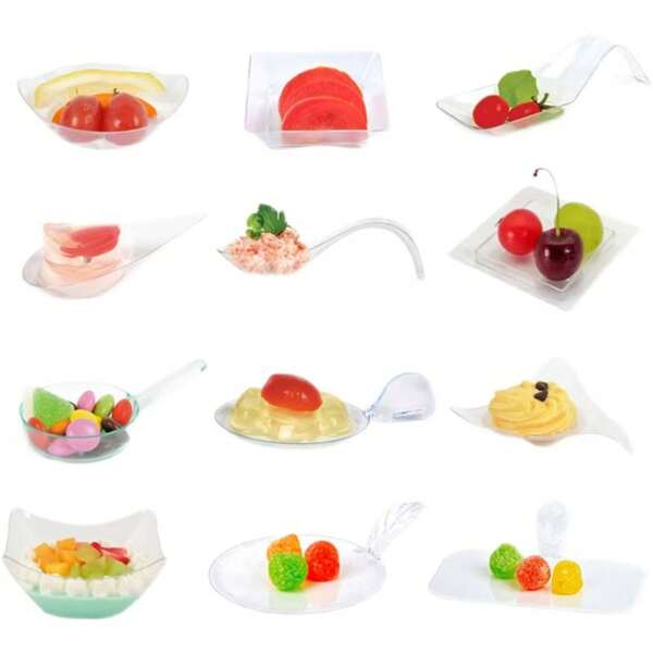 50pcs Transparent Plastic Ingot Shaped Plates, Disposable Dessert Bowls, Dessert Butterflies, Suitable For Sundae Ice Cream, Salads, Wedding And Party Dining, Multifunctional Snacks And Seasoning Bowls, Mother's Day Graduation