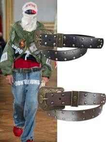 Fashionable, Individual, Retro Casual And Versatile Men's Gradient Color PU Leather Belt, Suitable For Spring, Summer, Autumn And Winter