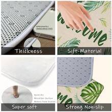 1pc Summer Minimalist Fresh Leaf Printed Doormat, Soft Non-Slip Absorbent Washable Area Rug For Kitchen, Bathroom, Bedroom, Laundry Room - Multicolor - View 9