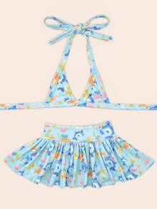 1 Set Bikini de baño para perros, traje de baño de verano para cachorros, atuendo de playa para gatos - Celeste - Ver 7