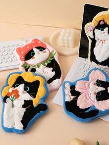 1pc Cat Petting-Style Thick Absorbent And Quick-Drying Cat Towel, Suitable For Kitchen And Bathroom - Multicolor - View 2