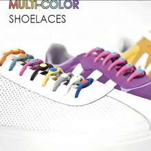1 套 = 12 件 Slouchy 鞋带硅胶弹性免系鞋带，创意临时鞋带，适用于运动鞋、登山鞋、休闲鞋和鞋类装饰配件，男女适用