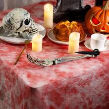 1/2pcs Halloween Bloody Gauze Tablecloth - 215.9cm X 152.4cm Bloody Handprint Rectangular Tablecloth - Scary Halloween Tablecloth Suitable For Hospital Halloween Decorations, Spooky Parties