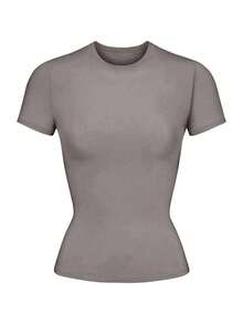 Vaiaye Women's Summer Casual Multi Functional Solid Color Short Sleeve Christmas New Year Thanksgiving T-Shirt - Light Brown - View 3