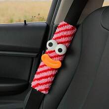 1 件可爱怪物汽车安全带套肩垫，有趣的香肠嘴设计，可爱的眼睛，柔软舒适的汽车安全带垫配件