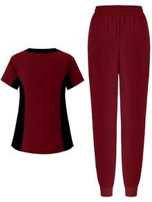 (Four-Piece Set) Scrubs Uniform Women's Running Matte Elastic Sports Nurse  Uniform Wash Clothes Work Clothes Breathable Scrub Shirt - Màu xanh nhạt - Xem 4