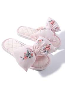 Women's Open Toe Bowknot Slippers, Pink, Anti-Slip Comfortable Thick Sole, Fashionable For Spring And Summer - Pink - View 3