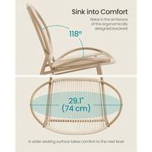 Garden Bistro Set, 3 Pieces, Acapulco Chairs, Outdoor Seating, Side Table And 2 Chairs, Indoor And Outdoor Conversation Set, Balcony Porch, Ink Black GGF021B01 - Black and White - View 3