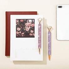 1/3/10 Stücke luxuriöse Kugelschreiber mit Strass, Metallkörper mit Schraubkappe, runde Form, mittlere Spitze, eleganter rosa Geschenkschreiber für Studenten