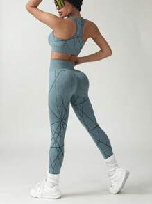 Seamless Women Sports Bra & High Waist Tummy Control Yoga Pants Set, Supportive & Shock-Absorbent
