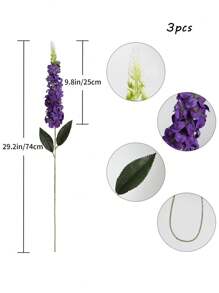 1/3pcs Snapdragon Delphinium Hyacinth Artificial Silky Flowers Long Stem Fake Flower For Wedding Engagement Home Outdoor Party Floral Arrangement Centerpiece Table Decoration