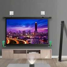 Projector Screen Hanging Screen For Projectors 80/60 Inch 16:9 4K Compatible Roll-Up Easy To Store Wall Mounted Perfect For Home Theater, Office, Meetings, School, Watching Movies Indoors And Outdoors - 80" 4:3 - 查看 2