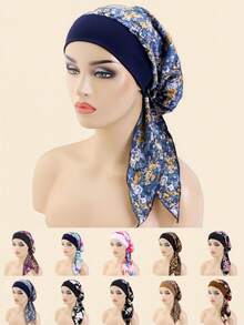 1pc Polyester Paisley Print Chiffon Head Scarf, Reversible Bandana Wrap Can Be Used As Headwear For Women, Suitable For Home, Vacation, Daily Wear In Spring, Summer, Autumn And Winter Hair Sleep Cap - Multicolor - View 12