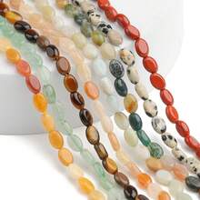 6x4mm Natural Stone Red Jasper Agate Aventurine Amazonite Loose Bead Flat Oval Shape Beads For Jewelry Making Accessories - Beads - View 3