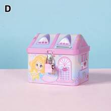 1pc Metal Piggy Bank, Cartoon House Shaped Metal Coin Bank With Lock Best - Multicolor - View 8