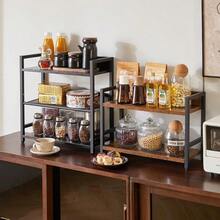 3-Tier Spice Rack - Industrial Counter Shelf,Desktop Storage Organizer,Standing Seasoning Rack For Countertop Kitchen,Office,Living Room,Black TLJ021B - Black - View 9