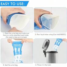 , 12/24 PCS Pee Bags Travel Women/Men, 800ML Emergency Portable Urinal Bag And Vomit Bags, Unisex Urinal Bag Camping, Traffic Jams - Blue - View 6