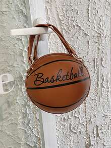Women's Shoulder Bag, Novelty Bag, Basketball Shaped Chain Bag - Brown - View 6