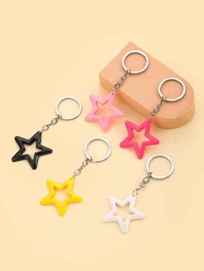 Nuevo Llegada DIY Hecho a Mano Acrílico Hueco Colorido Pentágono Llavero, Caramelo Color Estrella Coche Llave y Bolsa Decoración Colgante, Regalo Creativo para Novia, Teléfono/Coche Accesorios Llavero, Regalo de Vacaciones, Artículos Promocionales Bolsa Encanto Escuela Lindo Gótico Y2k Halloween Accesorios Día del Maestro Bolsa Cordones Con Soporte de Identificación Accesorios de Coche Encantos de Bolsa Navidad