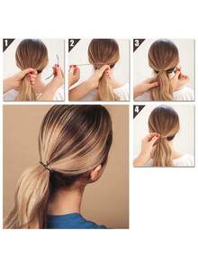 6pcs Double Hook Elastic Rope Latin Dance Hairdressing Special Rubber Band Double Head With Hook Competition Combing Hair High Elastic Two Ends With Hook - Multicolor - View 4