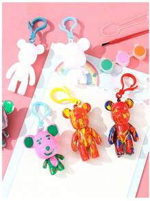 1/3/5 Cartoon Resin Bear Keychains, DIY Fluid Bears, Children's Handmade Drawing, Suitable For: Valentine's Day Gifts, Party Decorations, Party Gifts (Random Style And Color), Mother's Day Graduation Ceremony,Back To School,School Supplies