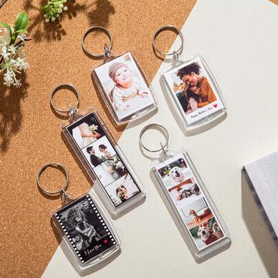 Anpassad 1st/3st/5st foto- och textnyckelring, Anpassad personlig fotobåsnyckelring, Fotoremsa-nyckelring, Alla hjärtans dag-present till par, Fotonyckelring, Anpassad present, Jubileumspresent, Bröllop, Bröllopspresent, Bröllopstillbehör, Väsktillbehör