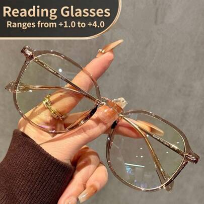 Unisex Large Frame Reading Glasses, Anti-Fatigue Readers, Magnification Range +1.0 To +4.0