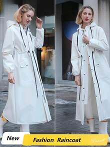 EVA Thickened Full Body Adult Raincoat - Windproof, Waterproof Rain Coat, Portable Poncho For Women Rain Jacket - Ideal For Travel, Outdoor Activities, And Cycling Traveling Climbing Rain Wear Insulation, Galentines, Puppy, Carnival,Spring Summer Picks,Brides Maid Gifts,Room,Bedroom Decor,Beach,Travel,For Men,For Women,Vacation - White - View 12