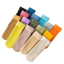Kit 03 Meias Grossas De Lã Térmicas Flexíveis Coloridas Femininas De Inverno Lisa