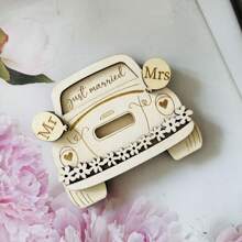 1 Pc/3 Pcs New Wooden Marriage Car Wallet, Wedding Gift Wallet, Heart & Flower Wooden Craft, Wooden Marriage Wallet, Car Wallet